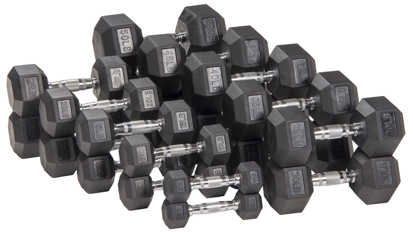 Rubber Encased Hex Dumbbell, 10Lbs, Single